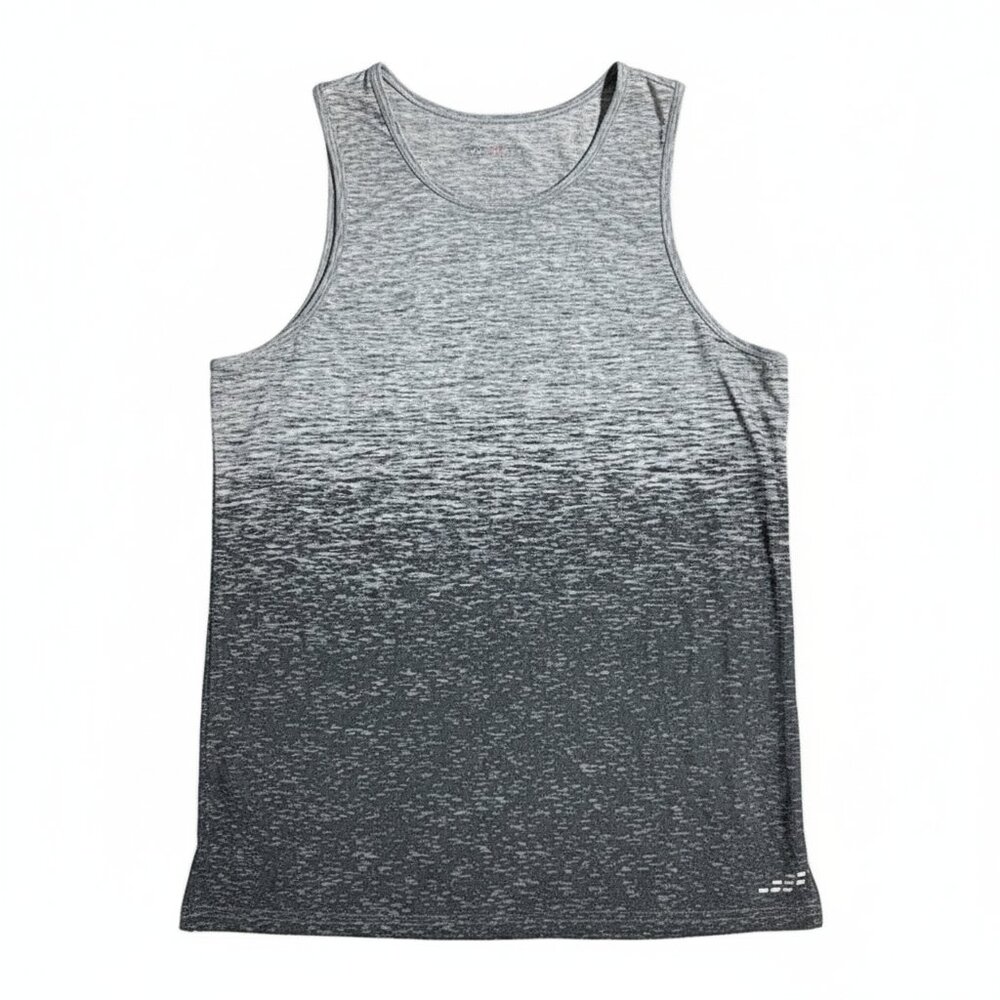 BCG Men's Running Racerback Tank Top Ombre Black Split Hem NEW